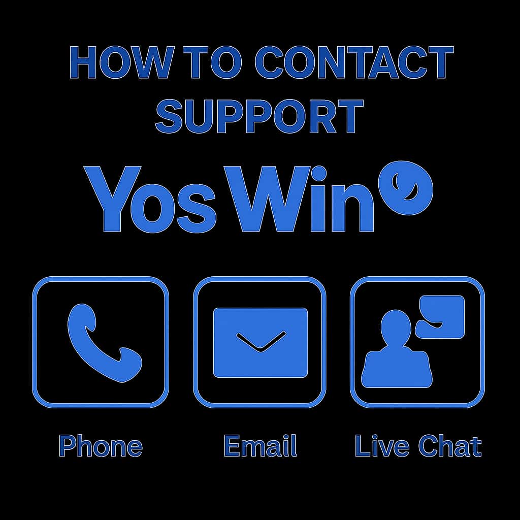 An illustration showing steps to contact Yos Win Support.