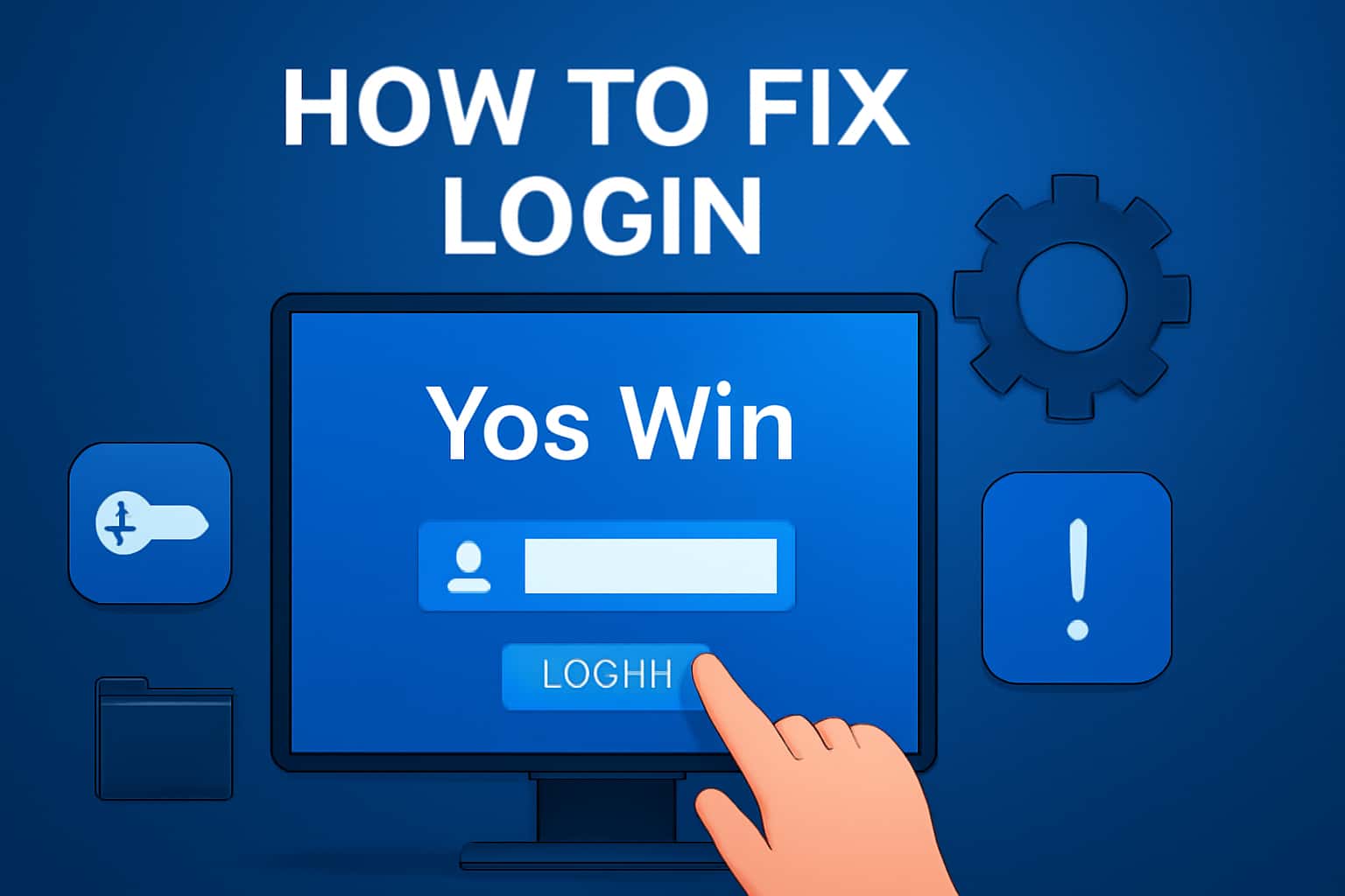 An informative scene illustrating the process of fixing login issues for Yos Win.