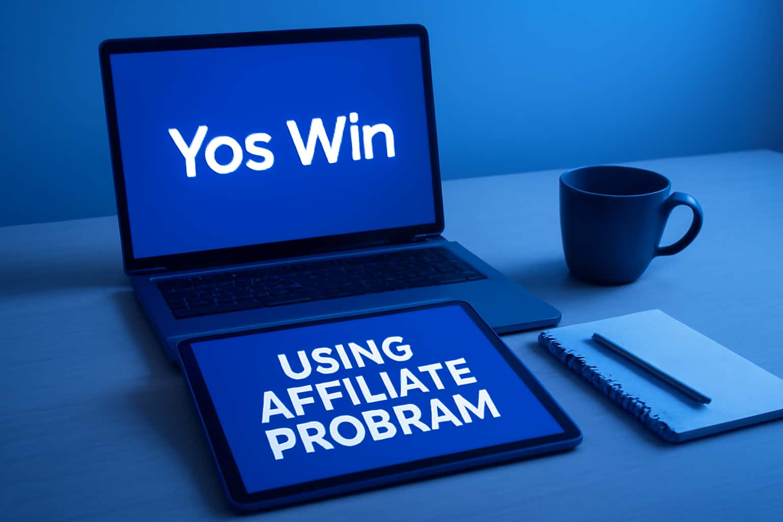 An informational scene depicting the Yos Win Affiliate Program.